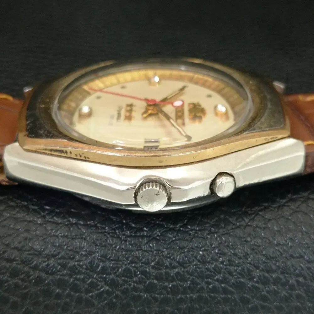 Vintage 1988 Orient Automatic Mens Gold Watch W/daydate & Champagne accents